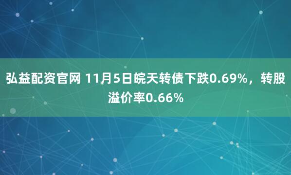 弘益配资官网 11月5日皖天转债下跌0.69%，转股溢价率0.66%